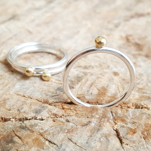 Dot ring in silver and 18ct gold