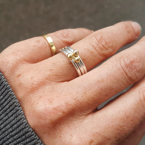 Dot ring in silver and 18ct gold