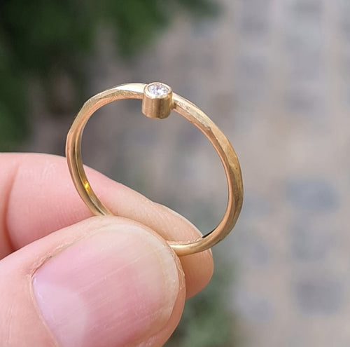 On the side. Raw gold band